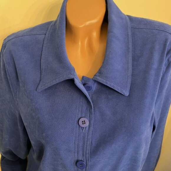 Appleseed’s. Size Large. Suede Cloth. Blue. Long Sleeve. Shacket AL - Picture 2 of 6